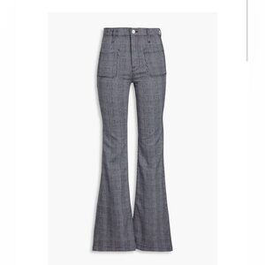 NWT FRAME Le Bardot plaid Gray High-Waisted Flare Pants